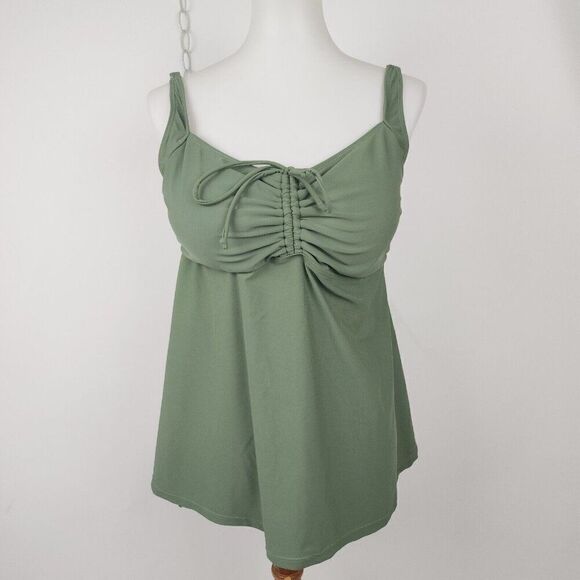 Hanna Nicole Olive Green Plus Size Tankini Swimsuit Bathing Top Size 16W - Picture 1 of 7